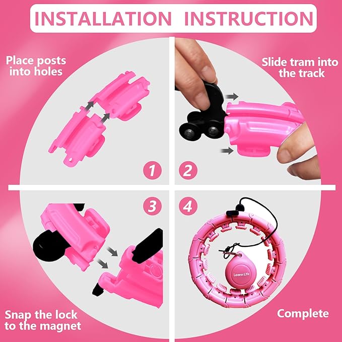 30/24/12 Knots, Upgraded Magnetic Lock Weighted Hula Hoop for Kids Adults Weight Loss, Infinity Hoop Plus Size, Home Indoor Outdoor, Fitness Exercise, Abdominal Toner