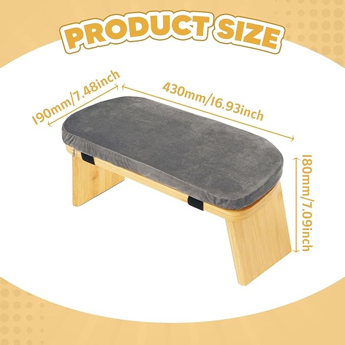 Meditation Bench Kneeling Stool Chair Wooden Prayer Bench Meditation Stool, Gray