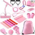 17 Pcs Home Pilates Kit with Resistance Bands 6 Tube Pedal Puller Resistance Band Set for Women Weight Loss Leg Training Workout Equipment Gym Exercise Equipment Beginners Yoga