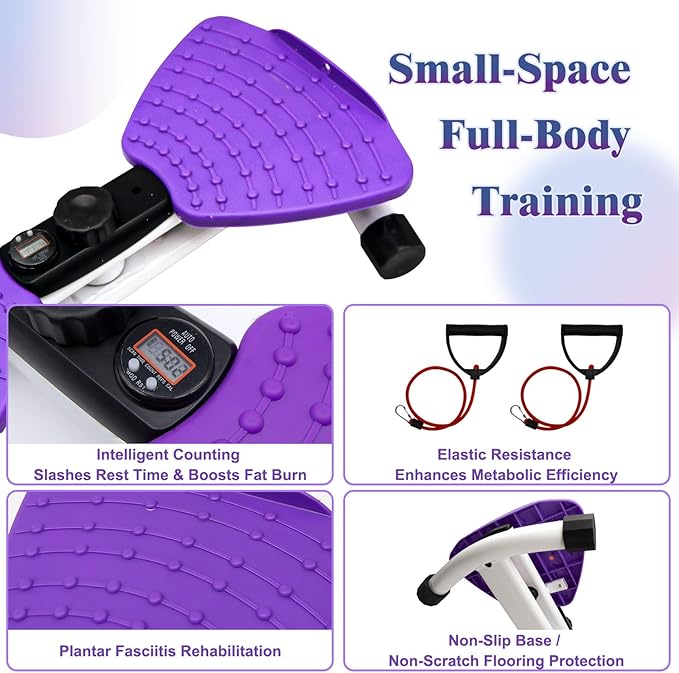 Waist Twister Ab Machine, 330 lbs Capacity, Noiseless Anti-Slip Twist Board with Resistance Bands, Adjustable Tension Knob & Foot Massage, Digital Display Tracks Time, Reps & Calories, Home Core Trainer for Men & Women