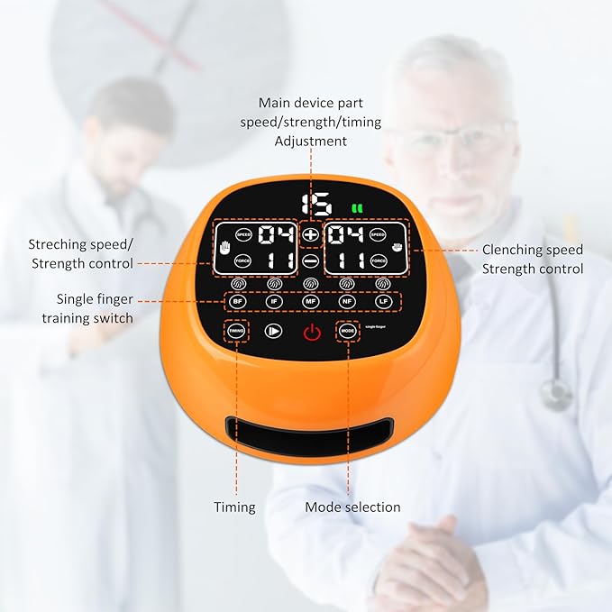 Rehabilitation Robotic Gloves for Stroke and Hemiplegia Recovery, Rechargeable Stroke Hand Recovery Device, Hand Function Training, Finger Exerciser Device for Arthritis Patients (Orange Left Hand S)