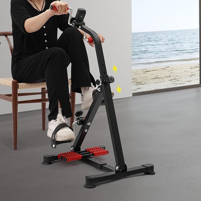 Pedal Exerciser Bike for Seniors,Hand Arm Leg and Knee Peddler Adjustable Fitness Equipment,Physical Therapy Exercise Bike for Total Body, Upper and Lower Limb Trainer