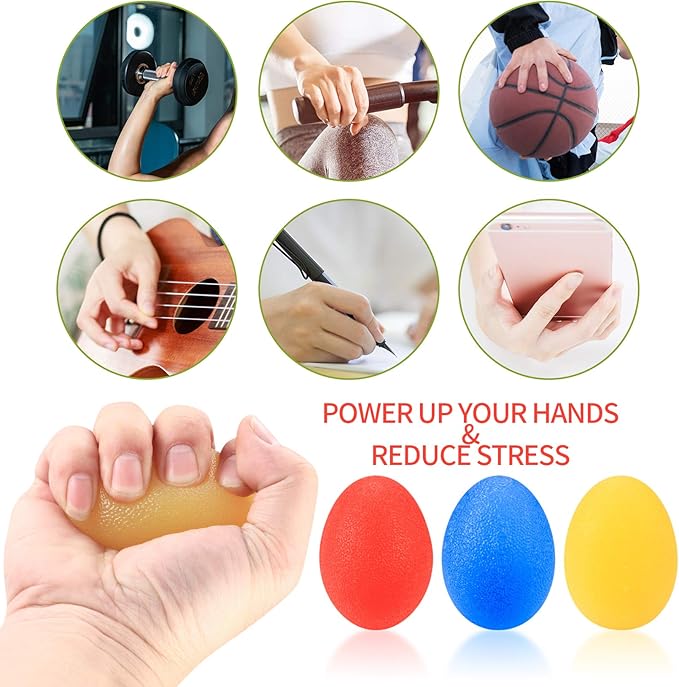 3 Pcs Hand Grip Strength Balls with 2 Pcs Finger Strengthener, Wrist Grip Strengthener Trainer, Stress Relief Balls Trainеr Hand Balls, Hand Exerciser Squeezer for Adults Hand Workout