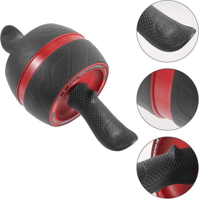 Healifty Ab Roller Wheel with Auto Rebound, Abdominal Trainer Wheel for Core Workout, Home Fitness Exercise Roller for Men and Women, Includes Extra Mat, Grey and Red Random