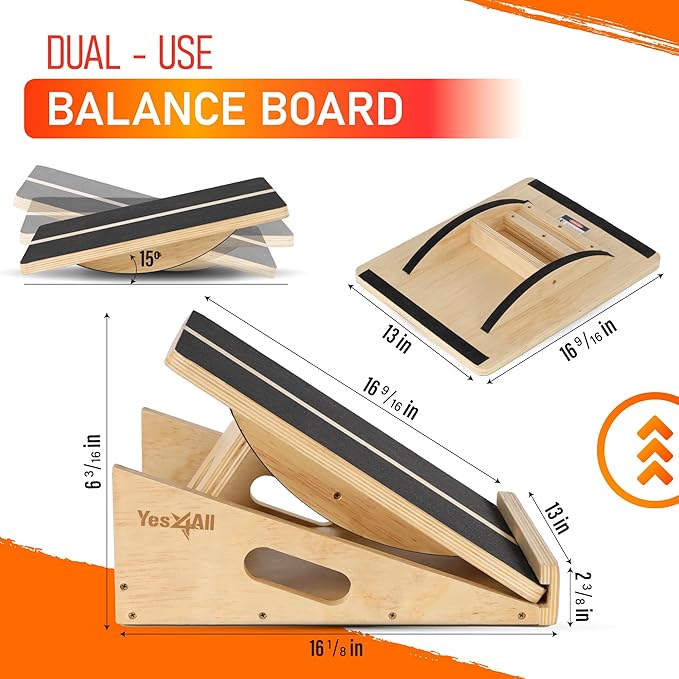Yes4All 2-in-1 Professional Wooden Balance Board + Foot Rocker Pink