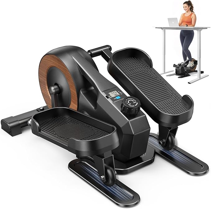 Sitting Under Desk Elliptical Machine, Leg Exerciser While Sitting for Seniors, Seated Pedal Exerciser, Quiet & Portable Pedal Exerciser with 8 Resistance Levels, Work from Home Fitness