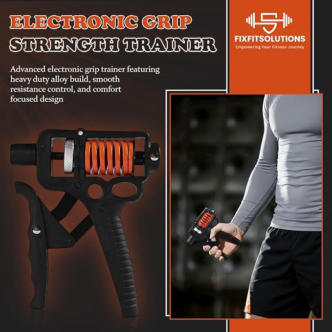 Adjustable 10–400 lb Grip Strength Trainer (Premium Adjustable Grip Strengthener for Forearm Training) Alloy Frame, Titanium-Plated Steel, TPR Non-Slip Handles | Color Orange