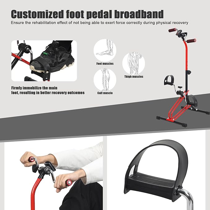 Recumbent Exercise Bikes for Home Seniors, Pedal Exerciser Bike for Hand Leg Knee, Sitting Pedal Exerciser, Elderly Home Dual Pedal Exercise Bike for Full Body - Gift for Elderly