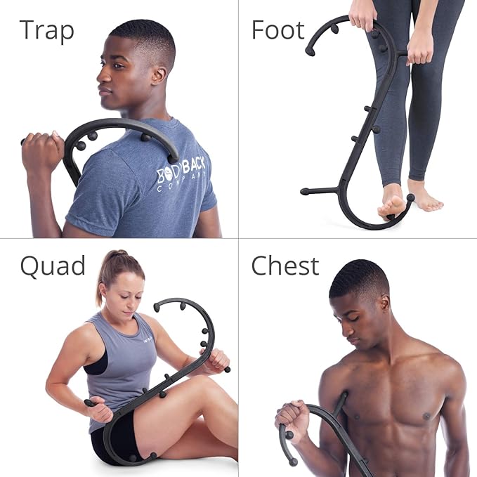 Body Back Buddy Headache Care Bundle: Buddy Classic Black 2.0 and AccuMassage Trigger Point Massage Tools, Neck Massager and Back Massagers, Massage Cane, Muscle Knot Remover (Black)
