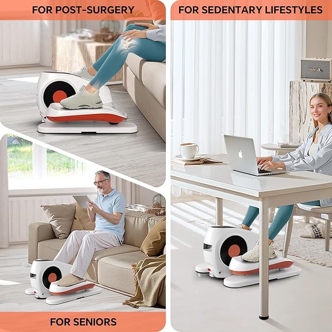 2025 Under Desk Elliptical Machine, Electric Ellipse Leg Exerciser Pro As Seen On TV with 16 Adjustable Speed, Quiet and Fully Assembled with Remote Control & Non-Slip Foot Straps White New