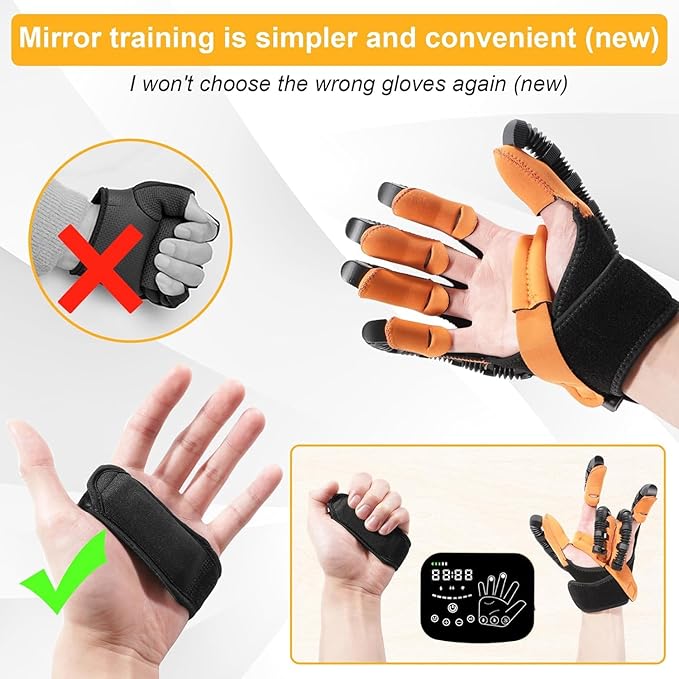 6th Generation Upgrade Rehabilitation Robot Gloves for Stroke Recovery – Hand Weakness & Hemiplegia Home Physical Therapy Device with Mirror Training & Multi-Mode (Right Hand, L)