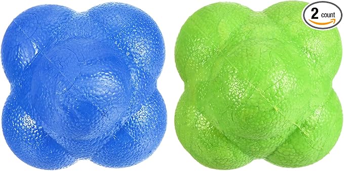 2 Pack Bounce Reaction Ball - Coordination Training Ball, Wear-Resistant, Apply to Tennis/Softball/Badminton Training (57 x 57mm, Blue Green)