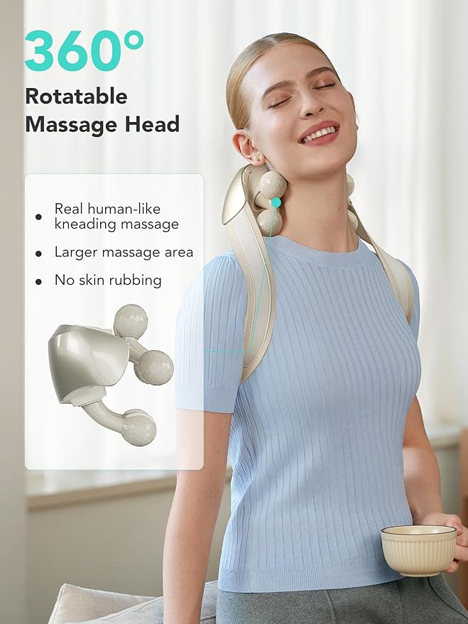 SKG FSA Eligible Cordless Neck Massager for Pain Relief Deep Tissue, Shiatsu Shoulder Massager with Heat, Massage Tools for Trapezius, Lymphatic Drainage, Relaxation Therapy, HSA Items H7 Ultra