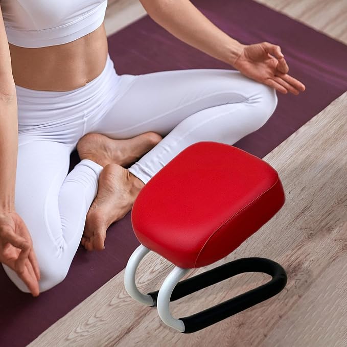 Colaxi Meditation Stool for Adults, Meditation Bench Kneeling Stool, Ergonomic Portable Chair with Anti Slip Cover, Adjustable Prayer Bench Seat for Home Studio Praying Yoga, Style A Red