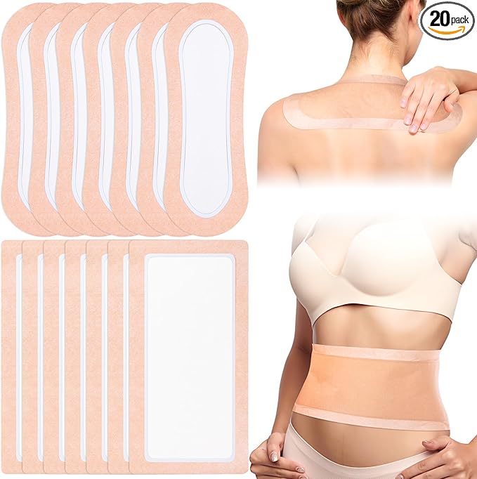 Geiserailie 20 Pcs Large Castor Oil Pack Wrap Kit Disposable Castor Oil Patches Large Self Adhesive Pads for Belly Back Neck Waist Stomach Knee Arm, Portable, Anti Massage Oils Leak, No Wash