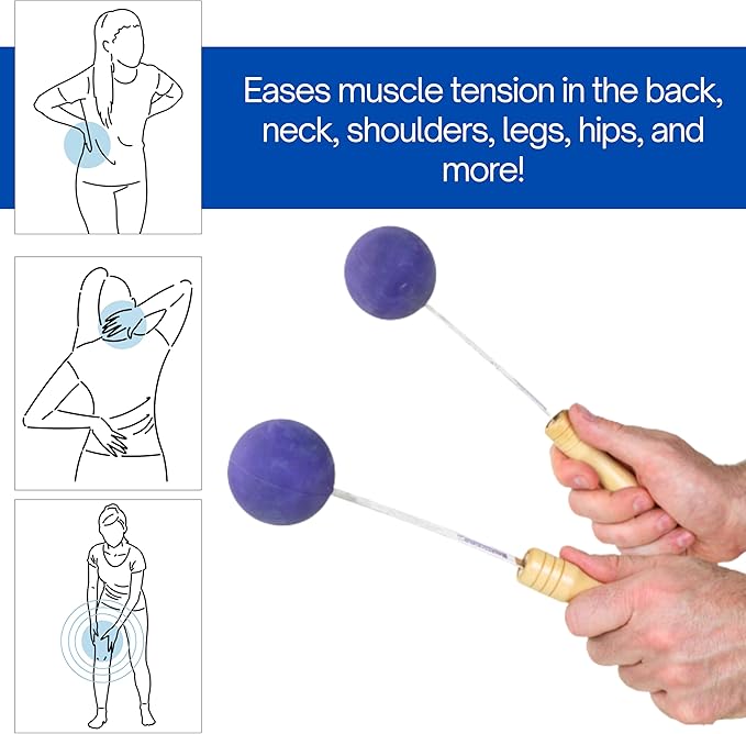 Bongers Handheld Percussion Massage Tool – Deep Tissue Trigger Point Tapping Sticks for Whole Body Pain Relief & Muscle Relaxation (Blissful Blue)