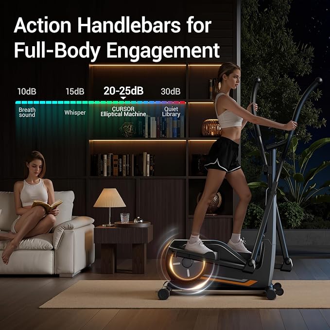 CURSOR FITNESS Elliptical Exercise Machine, Elliptical Machine for Home with 8 Levels Resistance, Silent Magnetic Elliptical Trainer with 12" Stride and LCD Monitor Max 330Lbs