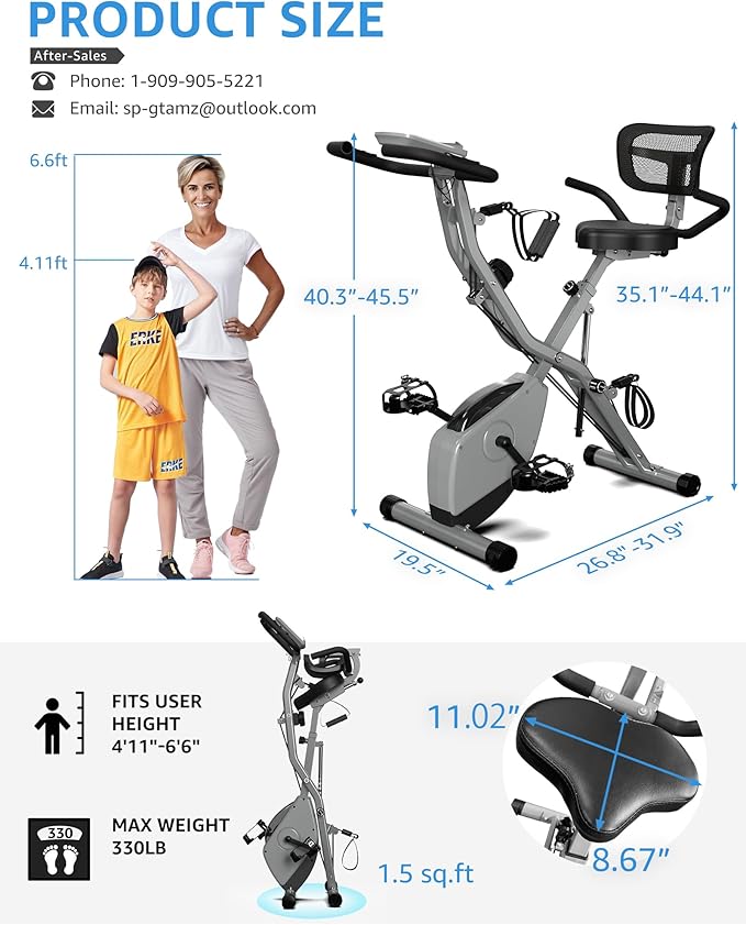 Indoor Exercise Bike Stationary Bikes for Home with 16-Level Magnetic Resistance, Lightweight Foldable Cycling Bike with 70% Pre-Assembled, 260 LBS Capacity, Flywheel of 5.5 LBS for Quiet Home Workout