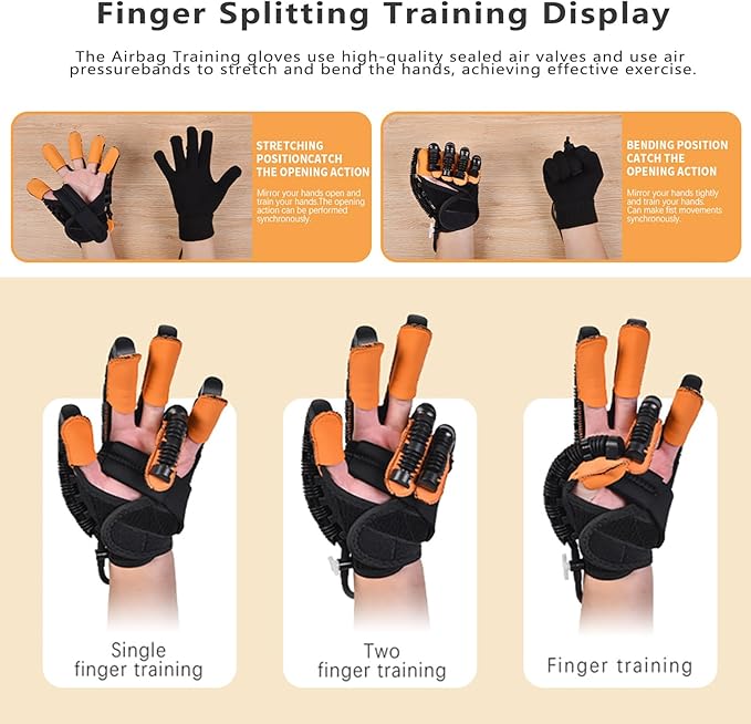 Rehabilitation Robot Gloves, Finger Exerciser for Stroke Recovery Hand Glove Equipment Hand Function Rehabilitation (Orange Right Hand 2X-Large)