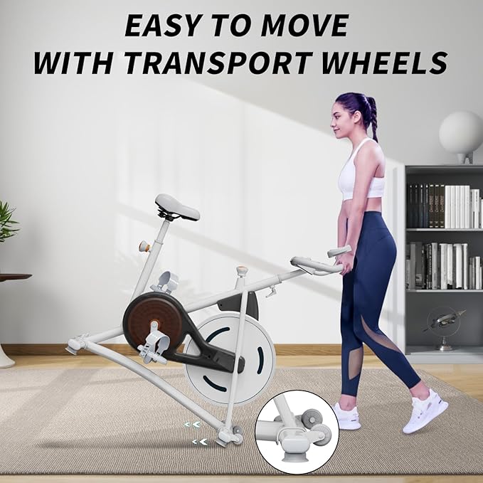Hillhub Exercise Bike, Stationary Bikes for Home with Grip Pulse Sensor and Stepless Resistance Adjustment, Compact Indoor Cycling Bike with Tablet Mount, Compatible with APP Sync