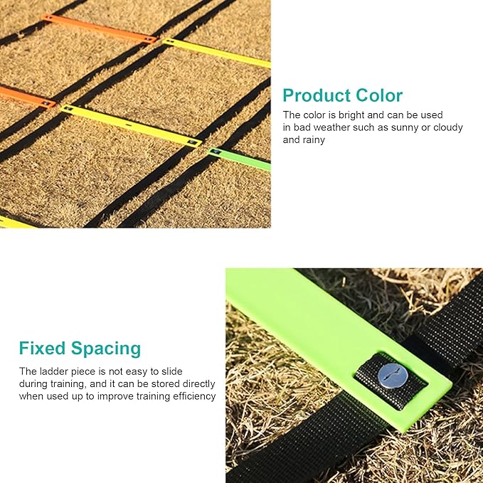 7M 14 Rung Agility Speed Ladder Stairs, Adjustable Training Ladder for Soccer Football Fitness, Non - Slip PP Agility Ladder with Angle Mark for Athletes and Coaches