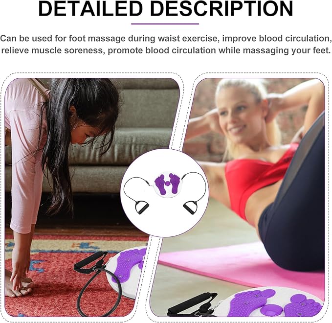 Healifty Fitness Twisting Disc Waist Twisting Board with Rope, Purple Slimming Rotating Tool for Home Exercise, Abdominal Workout Machine for Women
