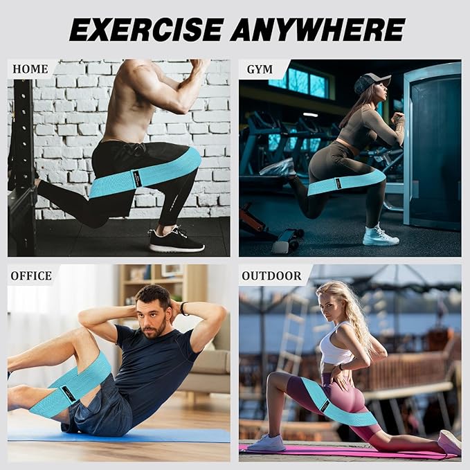 12 Pcs Fabric Resistance Bands for Working Out Booty Workout Stretch Exercise Bands Non Slip for Legs Squat Resistance Loop for Women Men Starter Butt Hip Thigh Fitness