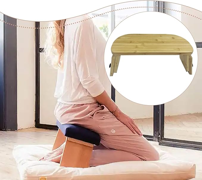 Meditation Bench Folding Wooden Kneeling Stool for Prayer Low Seat Adults