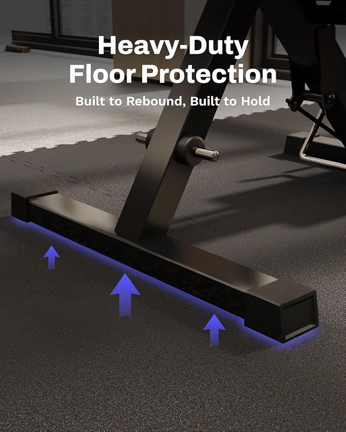 AIRHOP 0.79in Thick 24 Sq Ft Exercise Equipment Mats, 6 Tiles Upgraded Rubber Top with High Density EVA Foam, Large Interlocking Puzzle Gym Flooring for Home Gym, Heavy Weight Workout,Black