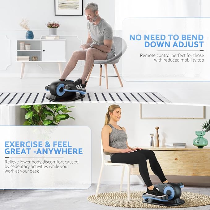 Under Desk Elliptical Machine, Ellipse Exerciser as Seen on TV for Seniors with Remote Control & 12 Adjustable Speeds, Elliptical Machine for Home