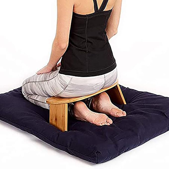 Ergonomic Bamboo Kneeling Stool Foldable Meditation Bench for Yoga & Comfort Perfect for Home & Office Use - Eco-Friendly Design Enhance Posture & Relaxation
