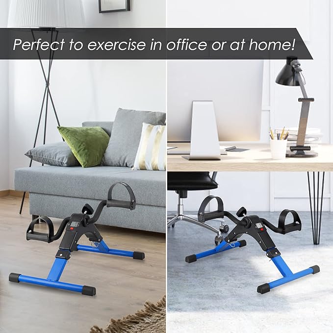 Folding Pedal Exerciser, Mini Under Desk Bike - Portable Foot Hand Cycle Peddler Machine Bicycle Exerciser for Arm Leg While Sitting