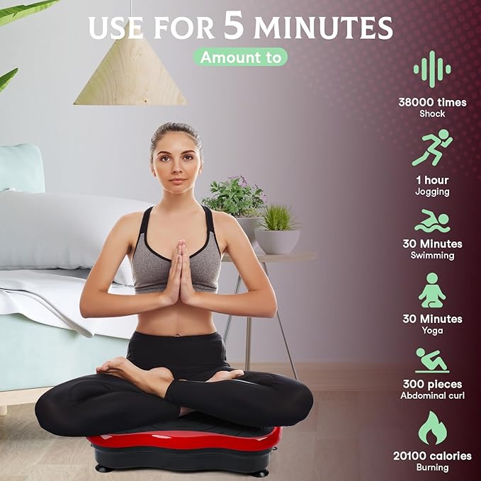 Vibration Plate Exercise Machine Weight Loss, Power Vibration Plates for Lymphatic Drainage, Full Body Workout Vibrating Plate Automatic Mode P1-P4 Fitness Platform, 300 Lbs Capacity