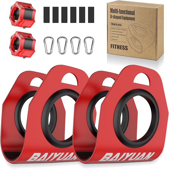 Home Gym Clips, Convert Dumbbells to Barbell, Turn Bars into Landmines, T-Bar Row with Any Grip, Hook Dumbbells on Dip Belts, Versatile Weightlifting Accessory for Olympic