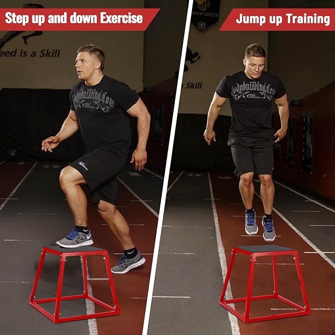 Jumping Stool Set, Heavy Duty Plyometric Jump Box, Portable Jumping Stool for Training, Step Up Box Set, 550Lbs Capacity, for Strength Training Conditioning