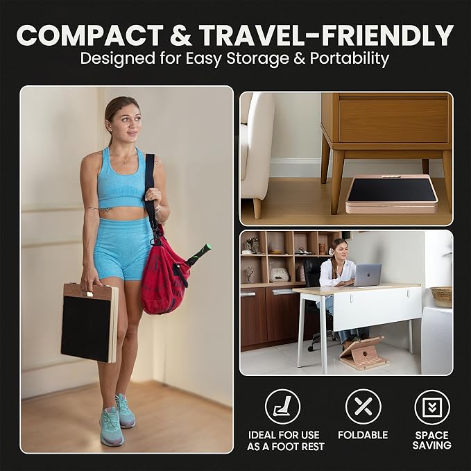 12.6" Premium Slant Board for Calf Stretching & Exercise with Bonus Muscle Roller - Velour Incline Board, Calf Stretcher & Stretch Mobility Board for Deep Stretch, Physical Therapy Fitness Training