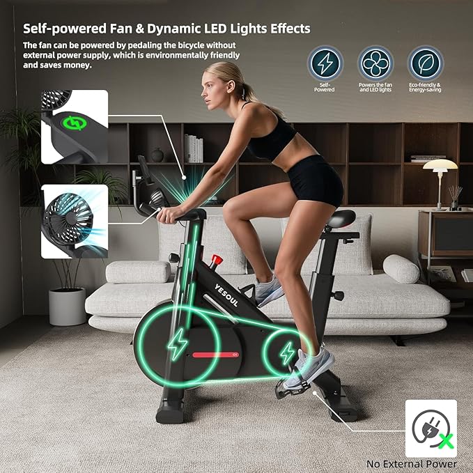 Yesoul Black Exercise Bike for Home,Smart White Cycling Bike Magnetic Stationary Bike, Low Noise Indoor Cycling Bike for Home Gym Electric Stationary Bike with Tablet Mount & Comfortable Seat Cushion for Women Apartment Workout Bike for Fitness