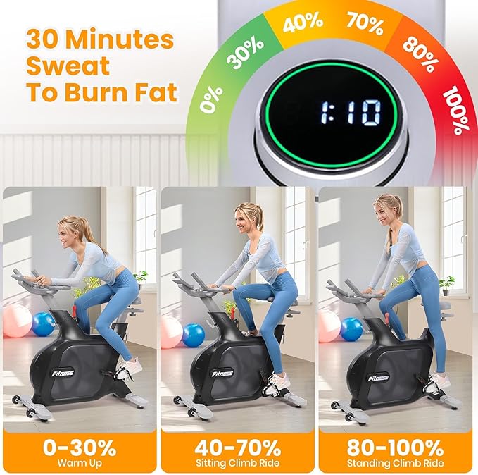 5-in-1 Multi Electromagnetic Resistance Exercise Bike for Home, 32-Level Magnetic Resistance with Safety Brake, 350 Lb Capacity, Adjustable Seat & Handlebars, Quiet Belt Drive & Performance Tracking, Black
