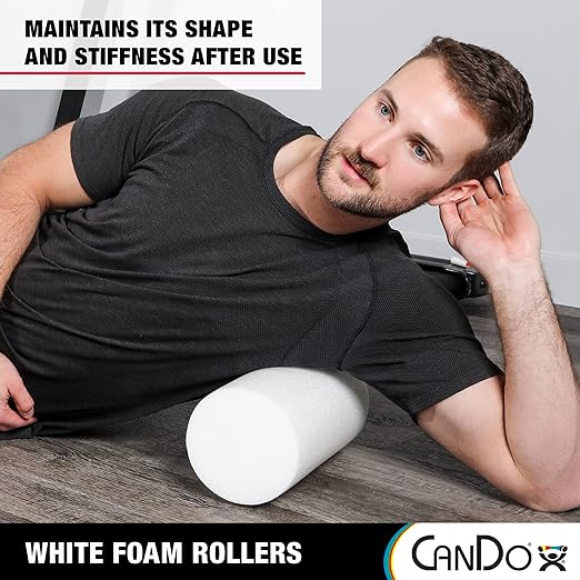 CanDo White PE Foam Rollers for Exercise, Finess, Muscle Restoration, Massage Therapy, Sport Recovery and Physical Therapy for Home, Clinics, Professional Therapy Round 6" x 48"