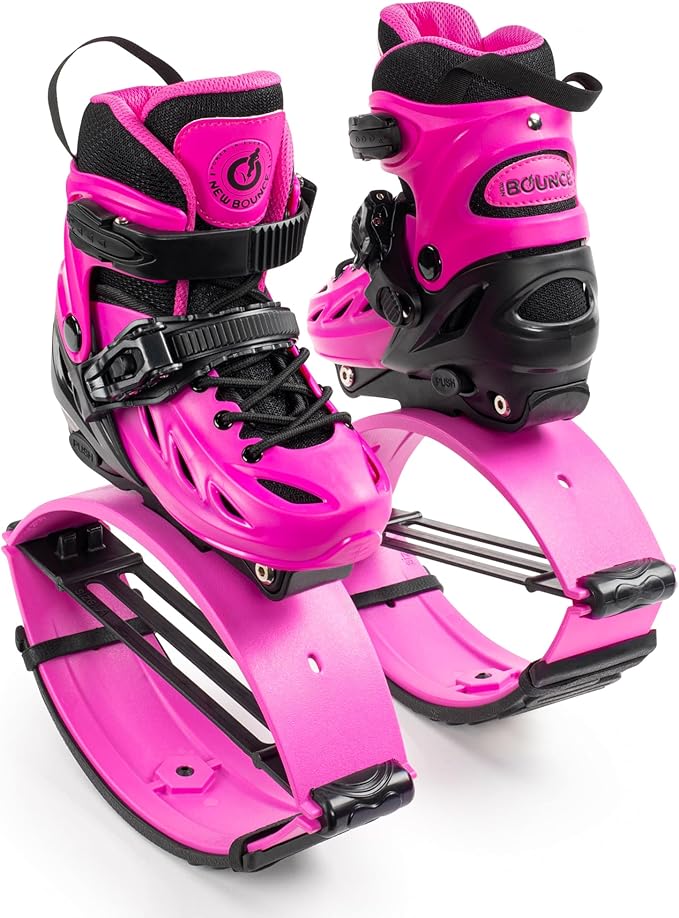 New Bounce Jumping Shoes for Kids - Premium Moon Shoes, Kangaroo Jumping Shoes, Safe and Adjustable Fit, Bouncing Shoes for Exercise and Fun Pink