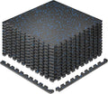 SUPERJARE 0.79'' Extra-Thick Exercise Equipment Mats, 12 Pcs 48 Sq Ft Rubber Top Floor Tiles with High Density EVA Foam, Interlocking Gym Flooring for Home Gym, Workout Mat, Black/Blue