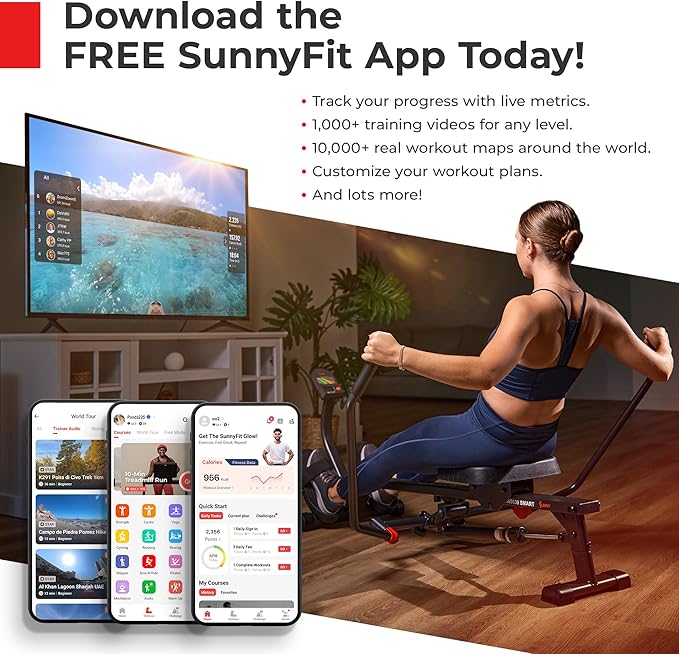 Sunny Health & Fitness Under Desk Elliptical Machine, Portable Sitting or Stand Peddler Exerciser for Seniors Home Office, SunnyFit App Access via Bluetooth with Optional Handlebar or Resistance Band
