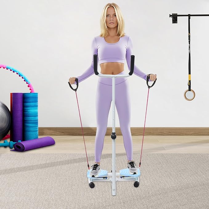 Waist Twister Machine, Adjustable Exercise Twist Board for Women Men, Ab Twist Board with 300 lbs Weight Capacity Ab Twist Board with 300 lbs Weight Capacity (Pink and White)