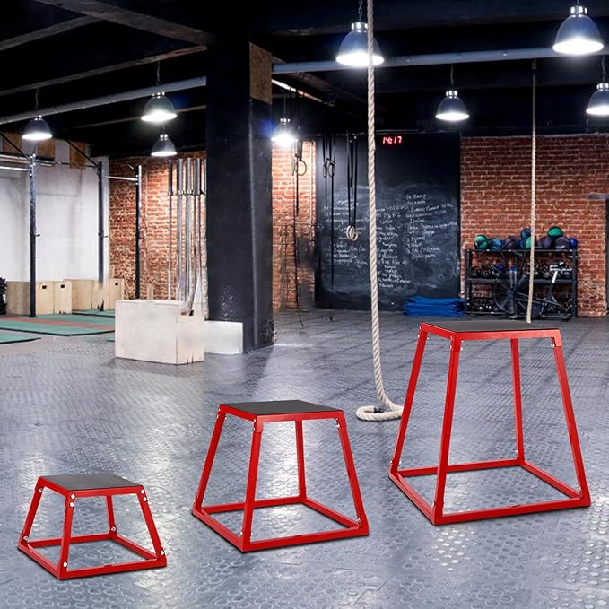 Jumping Stool Set, Heavy Duty Plyometric Jump Box, Portable Jumping Stool for Training, Step Up Box Set, 550Lbs Capacity, for Strength Training Conditioning