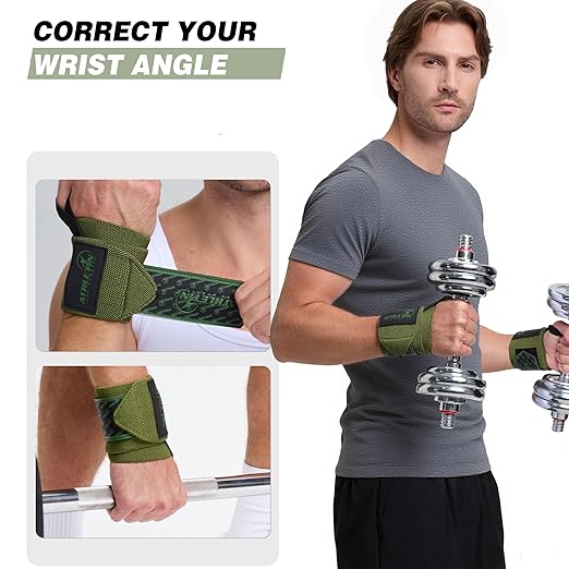 Professional Wrist Wraps, Heavy-Duty Support with Thumb Loop 18 Inch Pair for Powerlifting, Bodybuilding, Cross Training - Mesh carry pouch included (Purple)