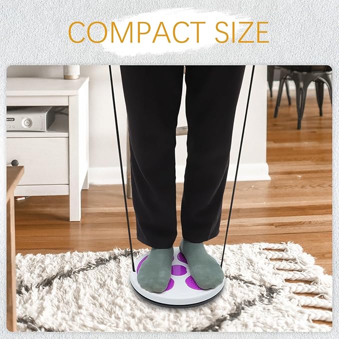 Twisting Waist Disc with Resistance Bands, Purple Waist Trainer Twisting Board for Home Abdominal Exercise and Core Strengthening, Indoor Slimming Rotating Fitness Equipment