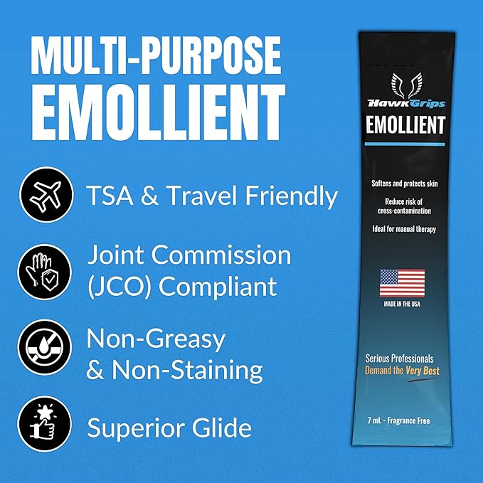 HawkGrips 7ml Massage Emollient Single Use Packet, Vanilla, Travel Size, Emollient for IASTM and Massage, Soft Tissue Mobilization for Massage Therapy, 6 Count