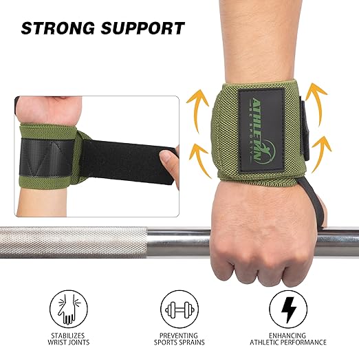 Professional Wrist Wraps, Heavy-Duty Support with Thumb Loop 18 Inch Pair for Powerlifting, Bodybuilding, Cross Training - Mesh carry pouch included (Purple)