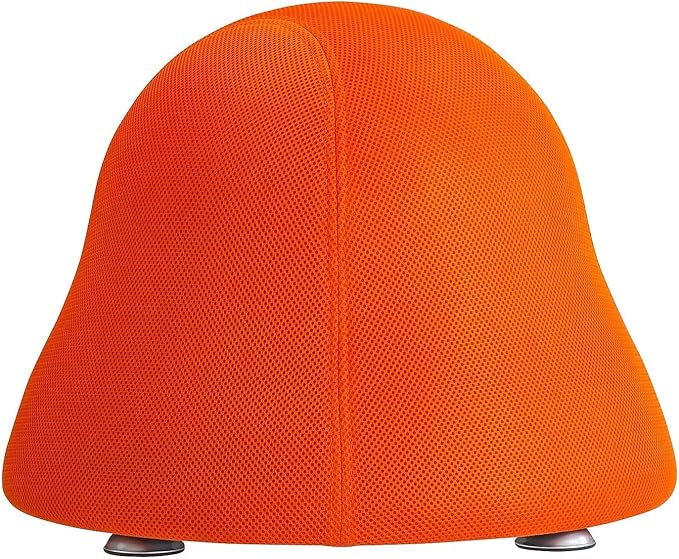 Scranton & Co Low Profile Ball Chair, Vinyl Upholstered Orange Yoga Ball Seat, Powder Coated Legs, Anti-Burst Design, 250 lb Capacity, Compact Active Seating for Kids, Encourages Posture and Balance