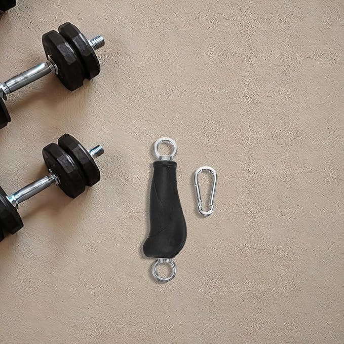 Milisten 2pcs Gym Exercise Handles Cable Machine Attachments, Short Dual Ring Workout Hand Grips for Strength Training Fitness Accessories